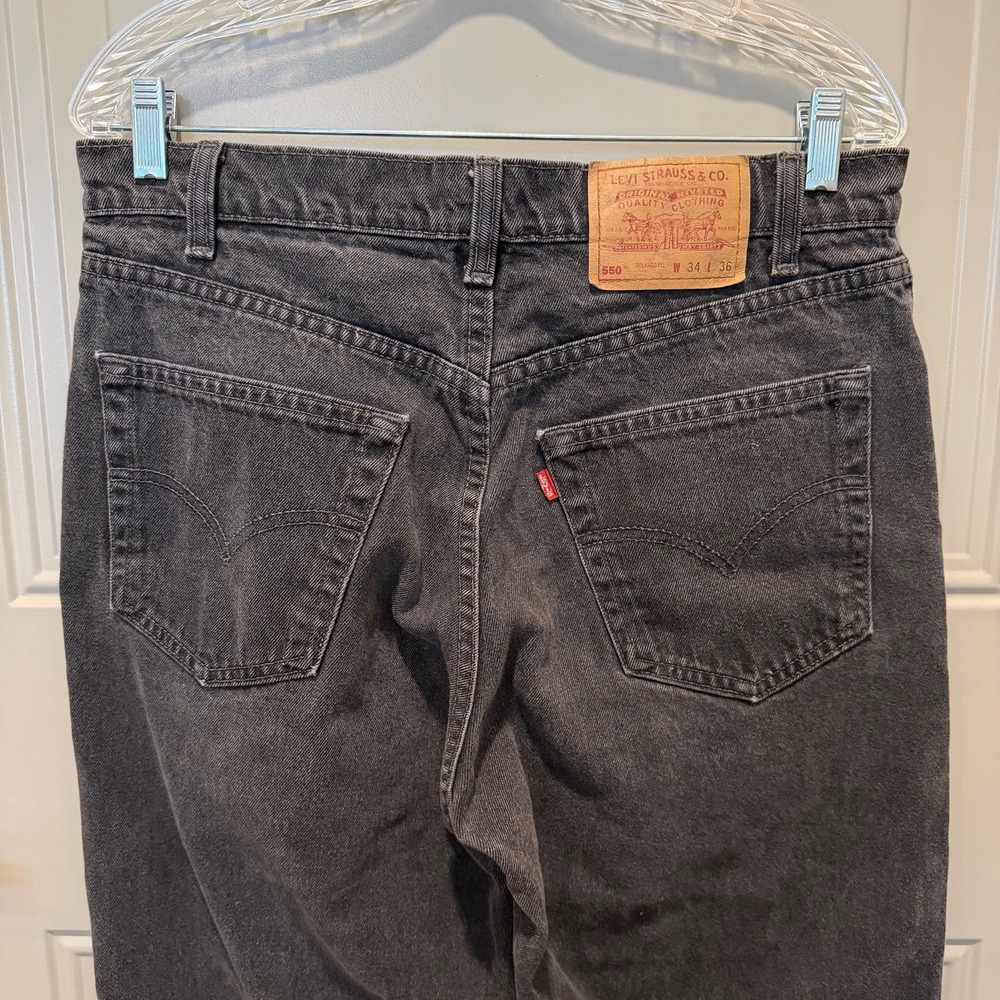 Vintage Levi's 550 Relaxed Fit Jeans Black Size 34x36 - Picture 4 of 7